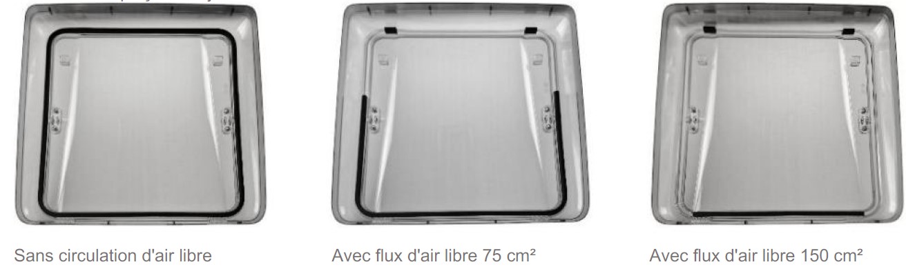 Passage d'air selon recouvrement du joint